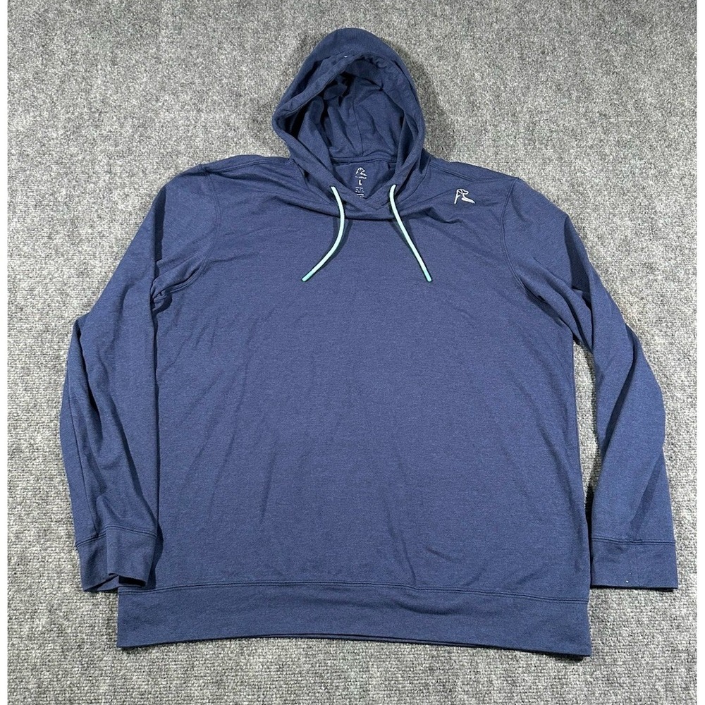 Rhoback Mens Blue Heather Performance Pullover Hoodie Sweatshirt Large
